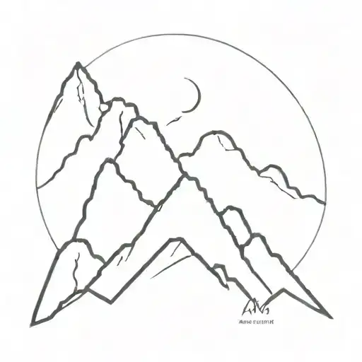 A Minimalist Tattoo Of A Mountain Range Silhouette With The Initials A W M Hidden Within The Peaks