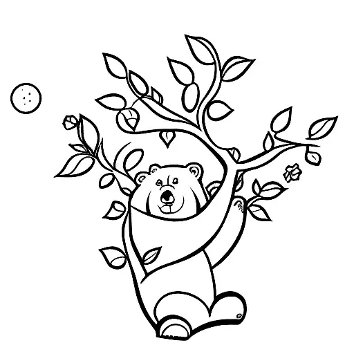 Bear Climbing An Apple Tree