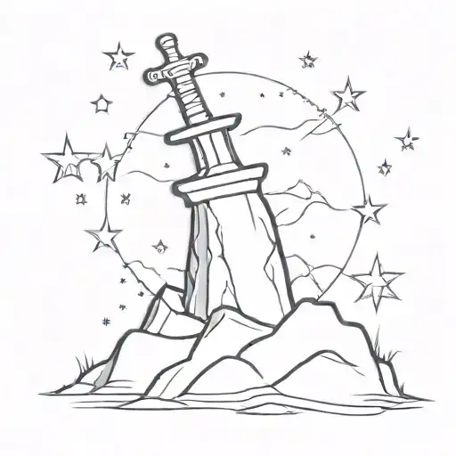 Sword In A Stone With Stars