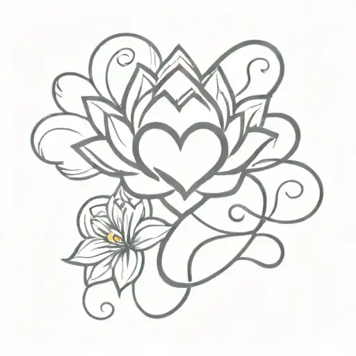 Infinity Sign And Heart And Lotus Flower