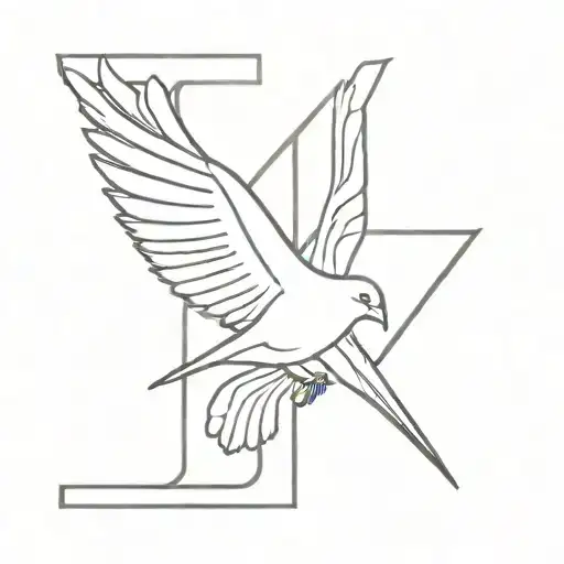 Letter L With Flying Bird Holding