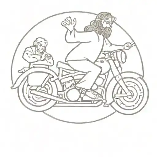 Happy Jesus Riding A Motocycle