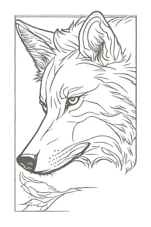 Fluffy Wolf Face Outline