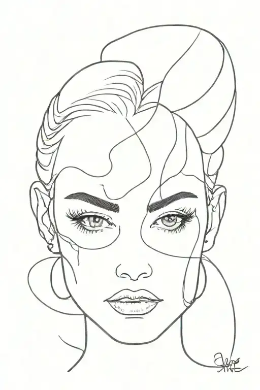 Woman Face One Line