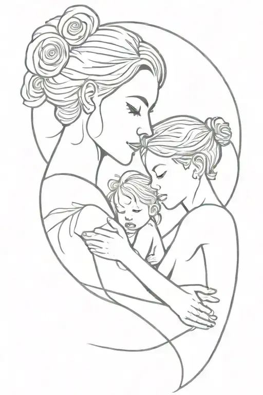 Mom And Son Tattoo Design