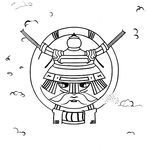 Drawing In Chinese Samurai Style With Hieroglyphs