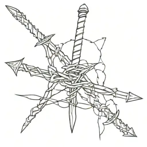 Sword Wrapped In Barbed Wire