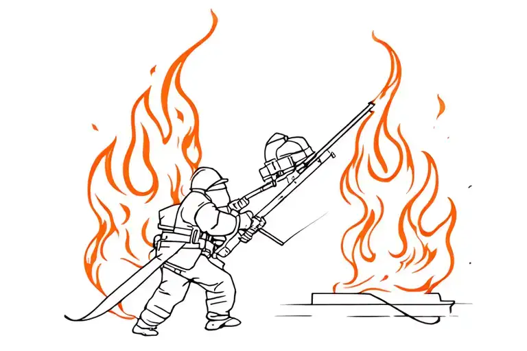 Firefighter Battling Flames