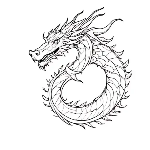 Simple Dragon Tattoo Design Incorporating Elements