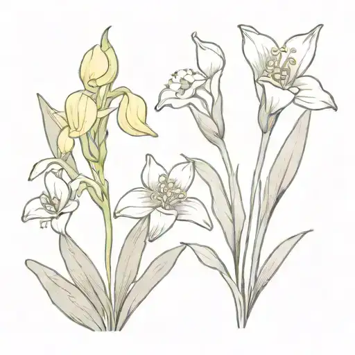 Lily Of The Valley And Daffodil And Gladiolus Flower