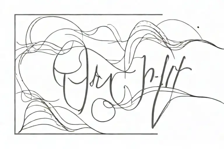 Cursive A P N J That Creates The Line Of A Wave Crashing