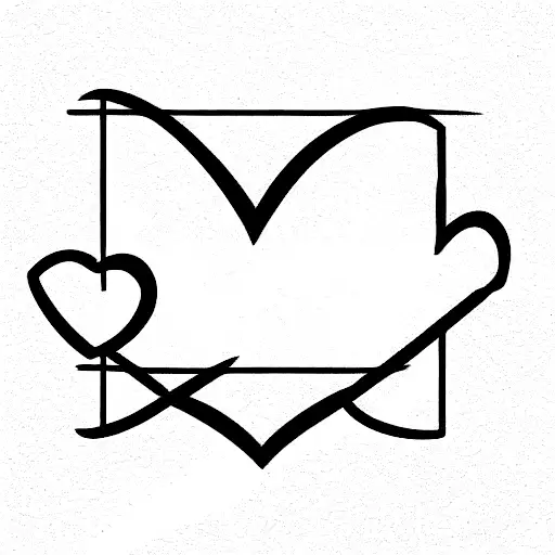 Line Heart With Small Cross Letters A M M