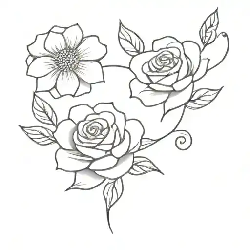 Rose And Daisy Blooming