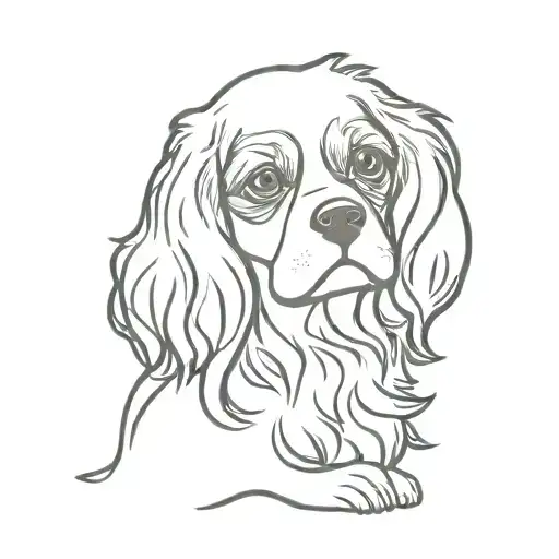 Cavalier King Charles Spaniel And Hand Connected Line