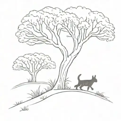Cat Chasing Bunny Under Tree