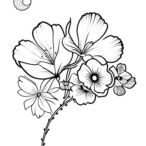 Violet And Cosmos Birth Flowers Bouquet