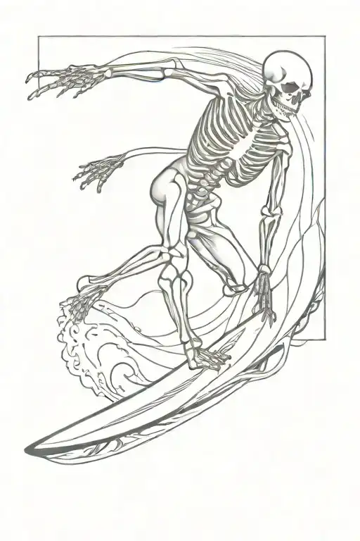 Skeleton Surfing Thru A Wave