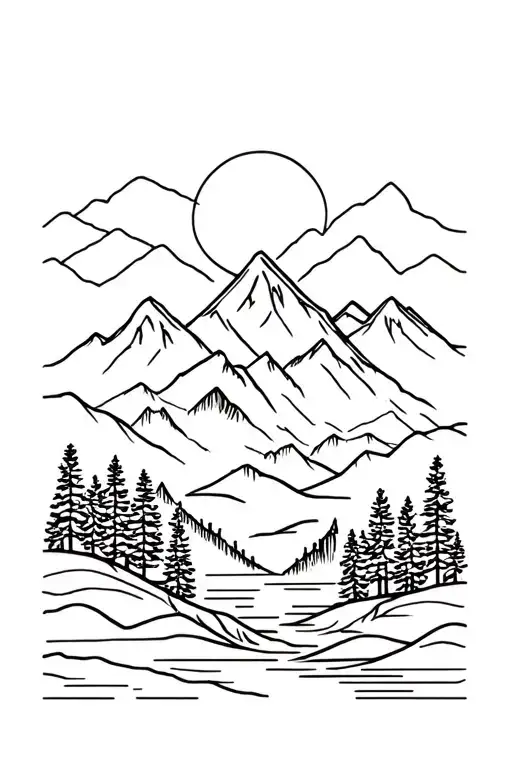 Mountains And River And Forest