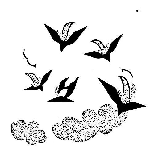 Flock Of Doves Turning Into The Word Dova