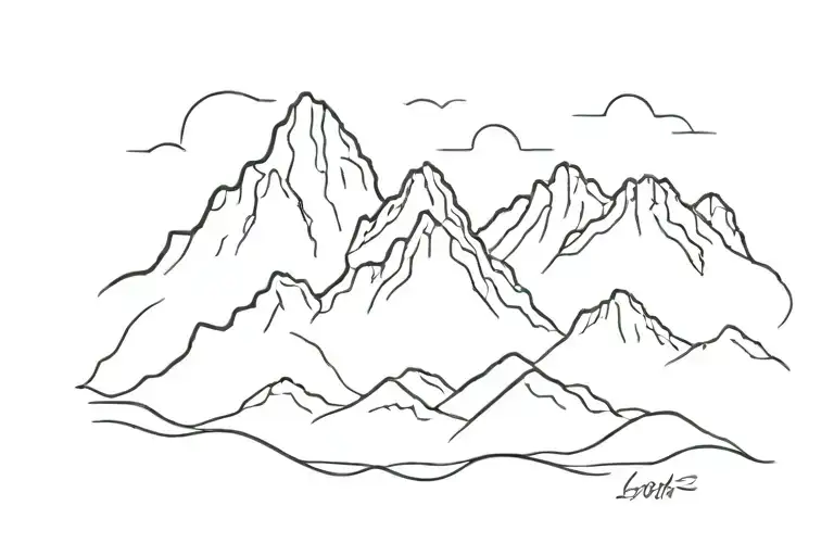 Longs Peak Mountain Range Outline Fine Line