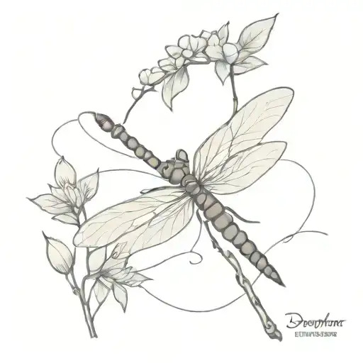 Dragonfly With William Surrounded By Lilacs And Oak Leaf