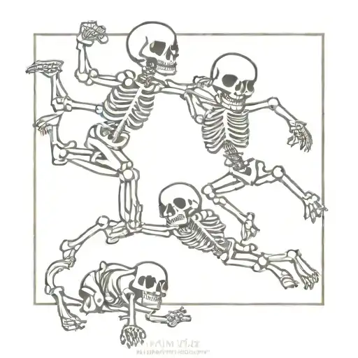 3 Cartoon Skeletons Each Doing A Different Cute Muay Thai Kick