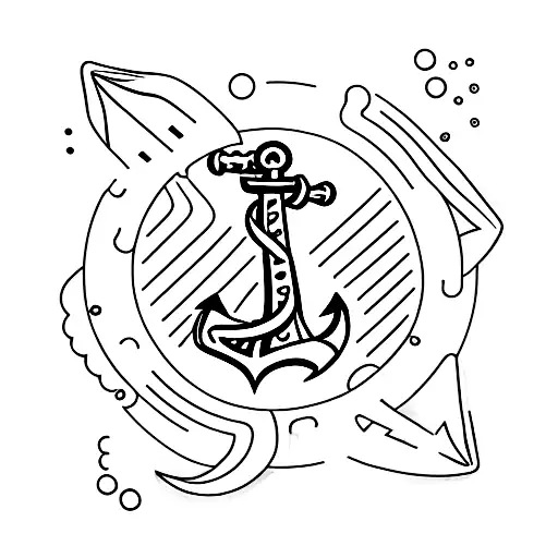 Anchor With A Diver And Some Fishes Around It