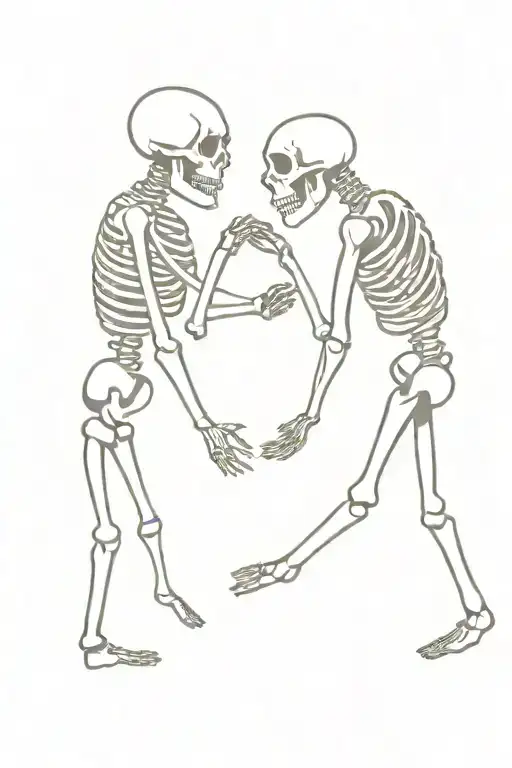 Slow Dancing Skeletons Holding Hands In Love