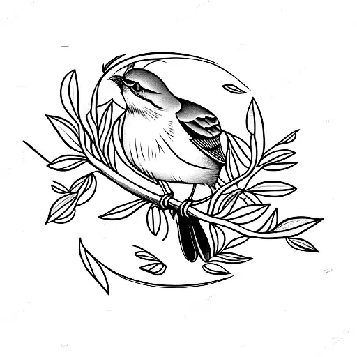 Olive Branch Mockingbird Using Negative Space