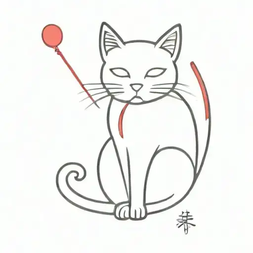 Cat With Red Stick