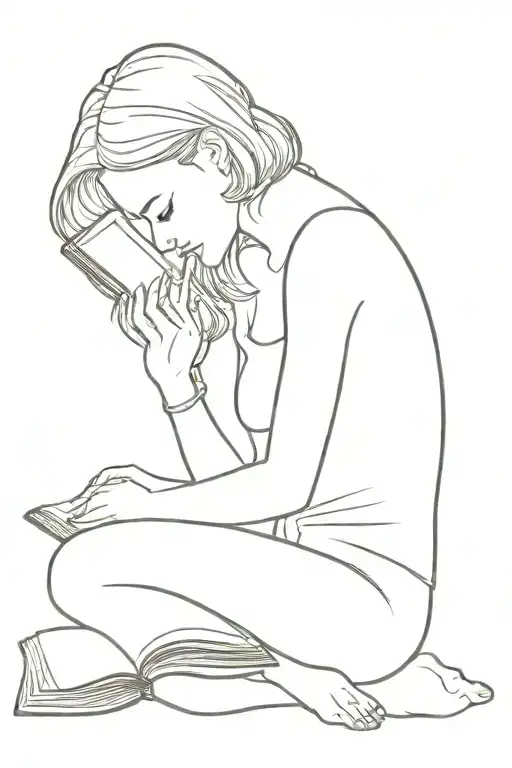 Female Outline Reading A Book