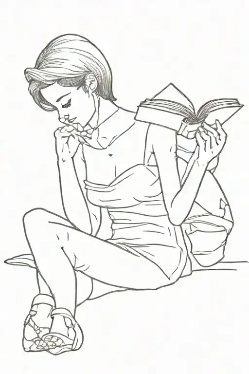Female Sketch Reading A Book