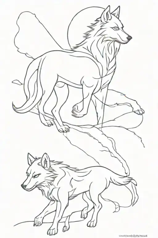 Warrior And Wolf Silhouette