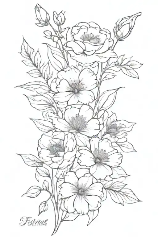 Birth Flowers Fine Line Bouquet Composed