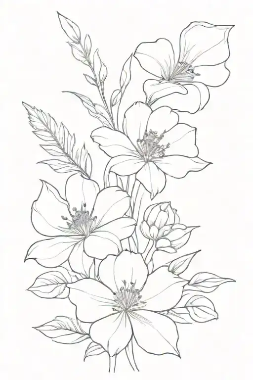 Birth Flowers Fine Line Bouquet Composed