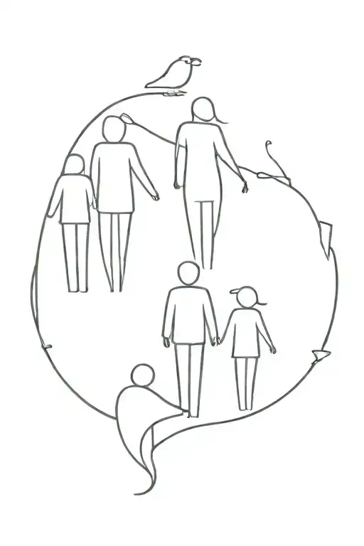 Father And Four Daughters Minimalist