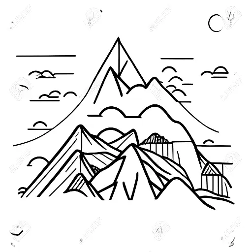 Mountain And People Hiking