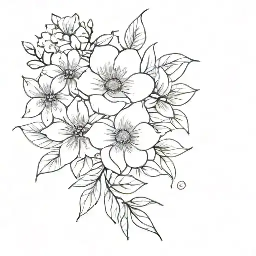 Flower Bouquet Fine Line