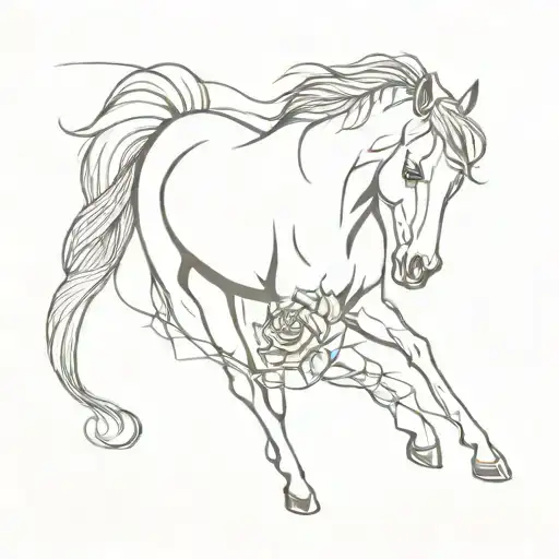Horse And Lippische Rose