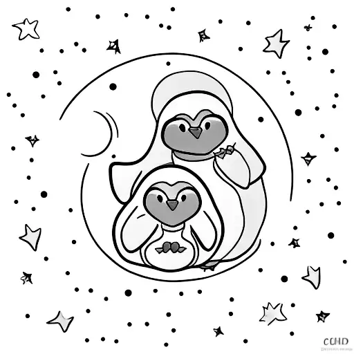 Penguin Hugging A Moon