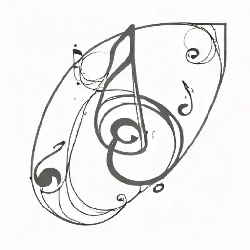 A Minimalist Tattoo Design Of A Music Note Intertwined With An Anime Character