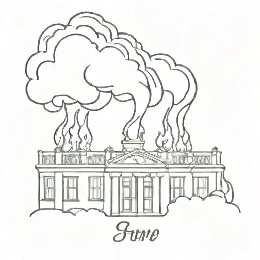 Old Building On Fire Flames