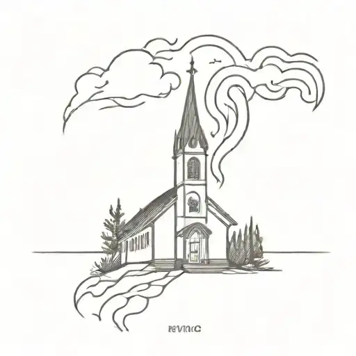 Old Church With Fire Surrounded