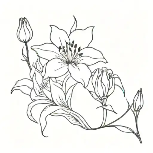 Lily Flower With Carnation Flower With Violet Flower With Narcissus Flower