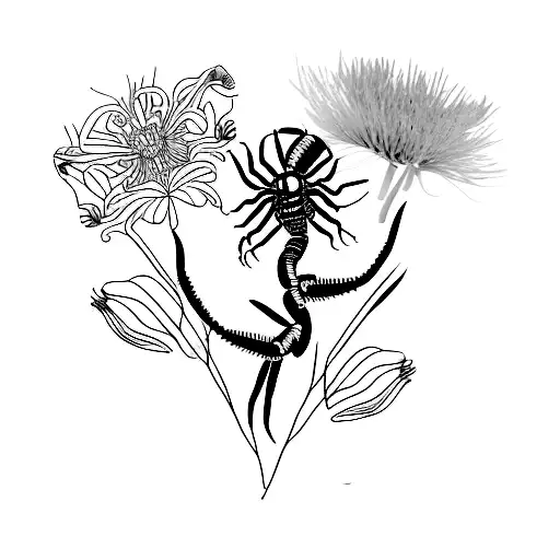 Scorpion Grasses Flower Bunch With Butterlfies