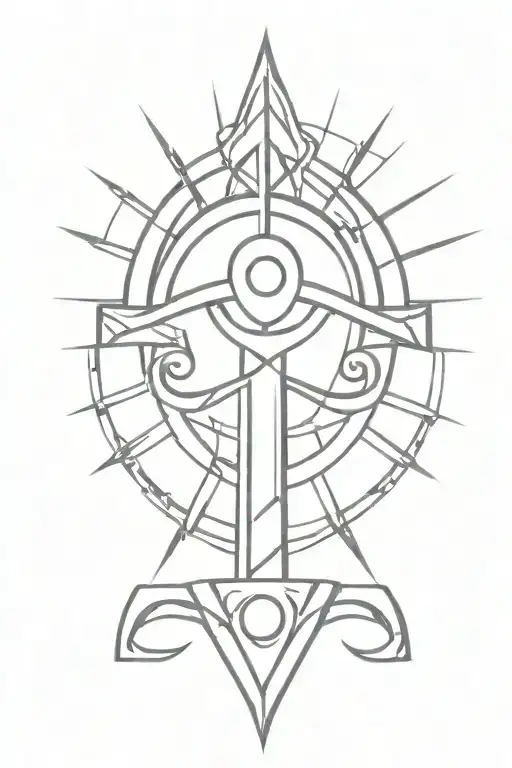 Ankh Symbol With Eye Sun Rising