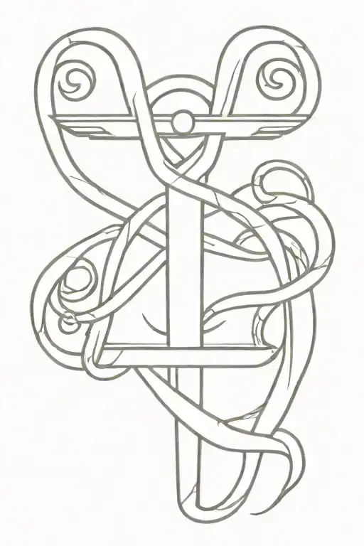Ankh Symbol Snake Wrapped