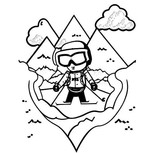 Skis And Mountain With Name Pop-pop