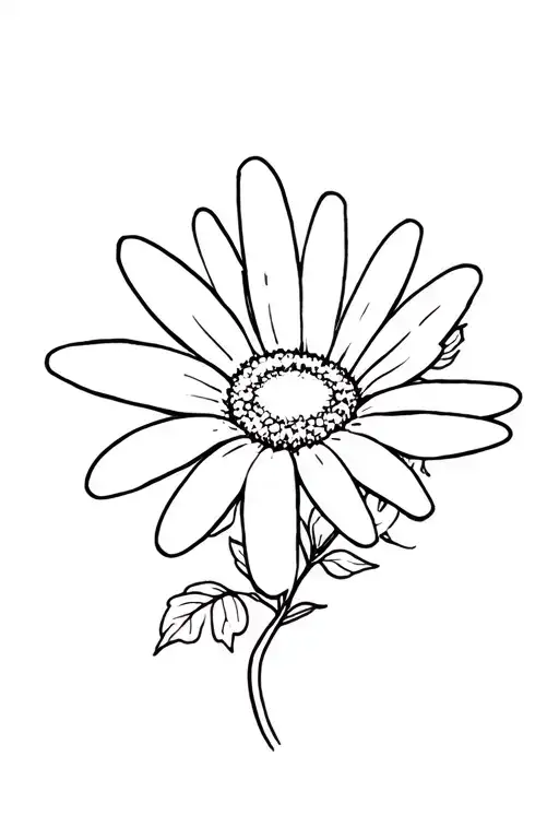 Simple Line Drawing Of A Daisy With Poison Ivy Leaves