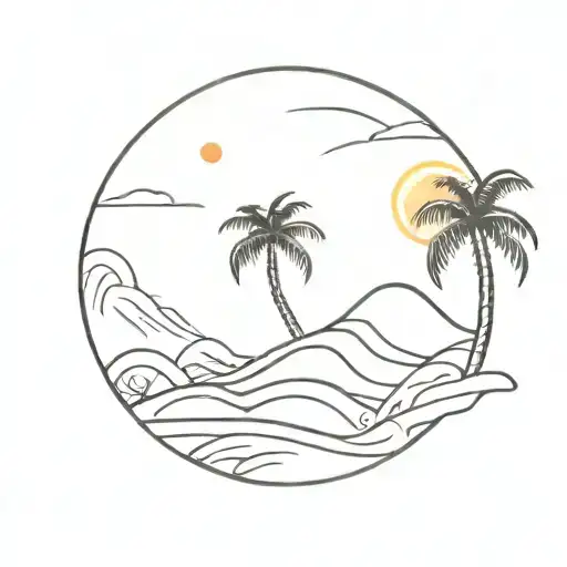 Palm Tree Wave Sun At The Edge